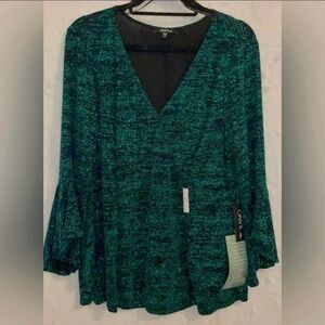 Onyx Nite Women's Shimmery Green Blouse